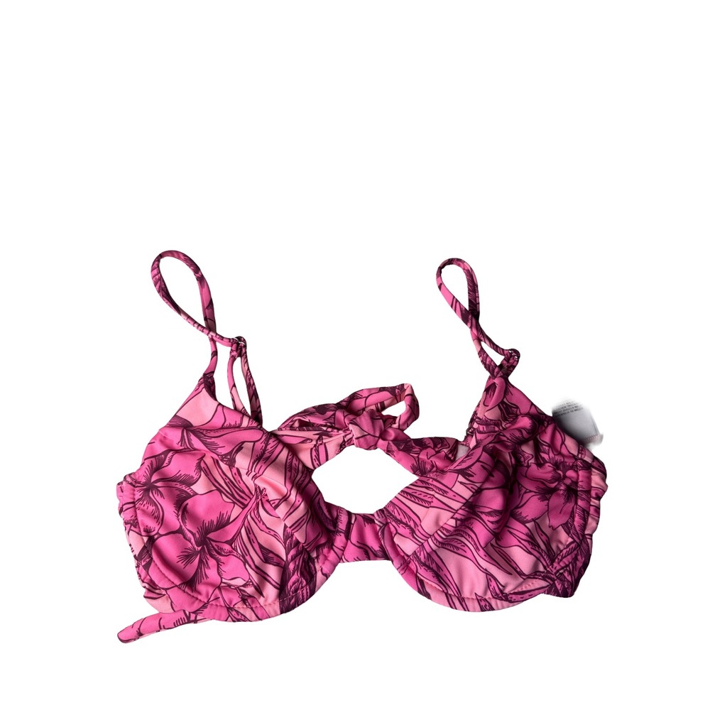 Salero Swim PacSun Bikini‎ Top Size Small Tropical Pink Knot Front Bralette NWT